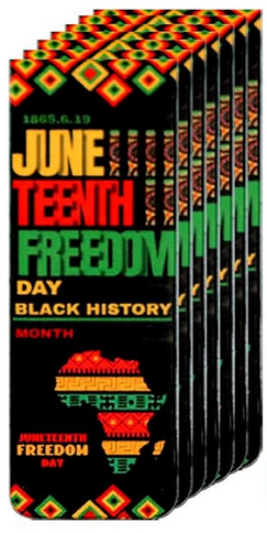 Magnetic bookmark with Juneteenth and Black History design in red, black, green, and gold