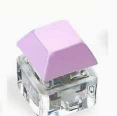 pastel lilac colored keyboard fidget toy keychains with clicky mechanical keyboard style buttons