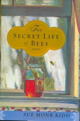 Book cover of 'The Secret Life of Bees' by Sue Monk Kidd with a window and jar illustration.