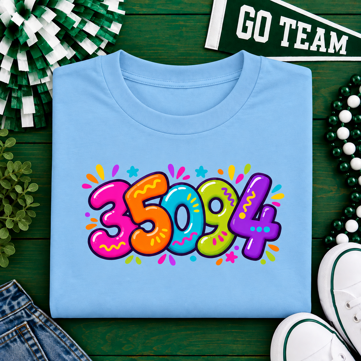 Colorful Leeds 35094 graphic blue T-shirt