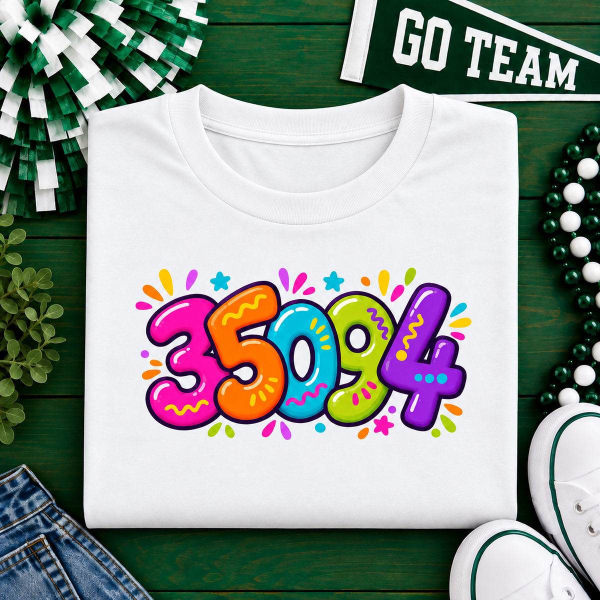 Leeds 35094 festive graphic white crewneck sweatshirt