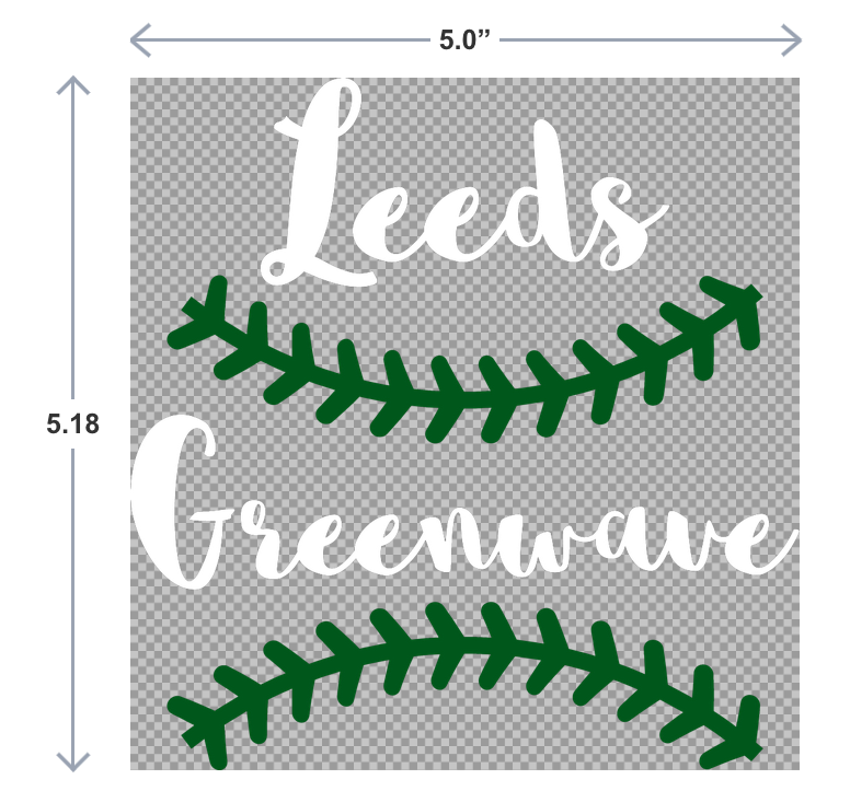 Text 'Leeds Greenwave' with green leafy design on a gray background