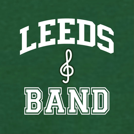 Green shirt with 'LEEDS BAND' text and treble clef symbol on a green background
