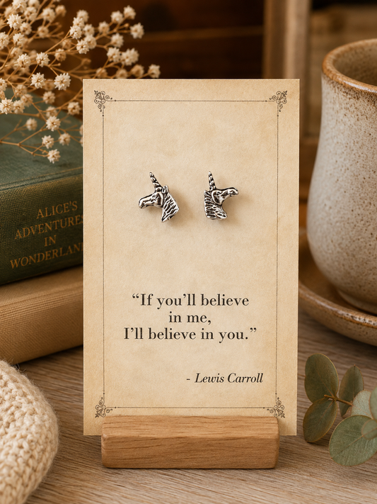 Lewis Carroll Unicorn Stud Earrings