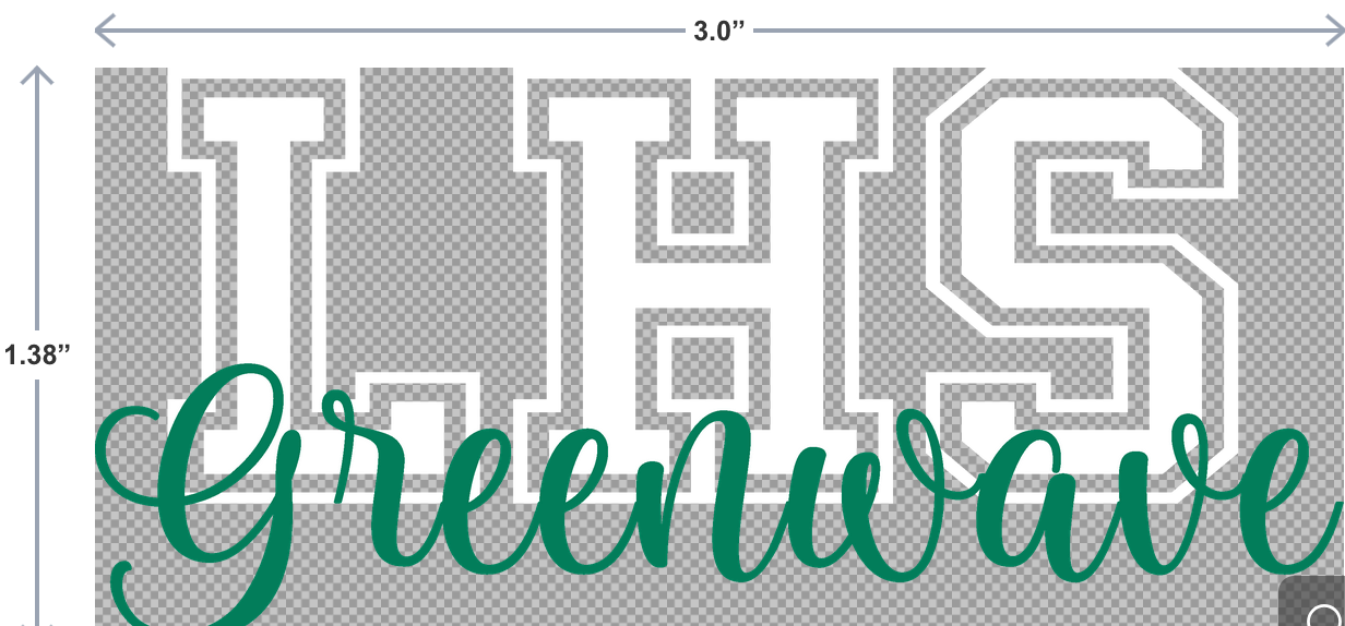 V-DTF sticker with the phrase Leeds Greenwave in bold, spirited lettering—perfect for showing off local school pride.