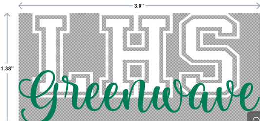 V-DTF sticker with the phrase Leeds Greenwave in bold, spirited lettering—perfect for showing off local school pride.