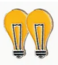 Pair of lightbulb stud earrings in silver and gold, small creative jewelry pieces symbolizing inspiration and bright ideas