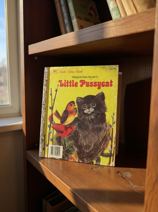 Front cover of Little Pussycat Little Golden Book by Kathleen Daly with illustrated kitten, classic vintage children’s storybook
