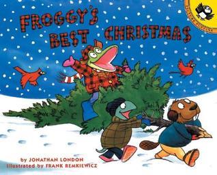 Book cover of 'Froggy's Best Christmas' with cartoon characters and a Christmas tree.