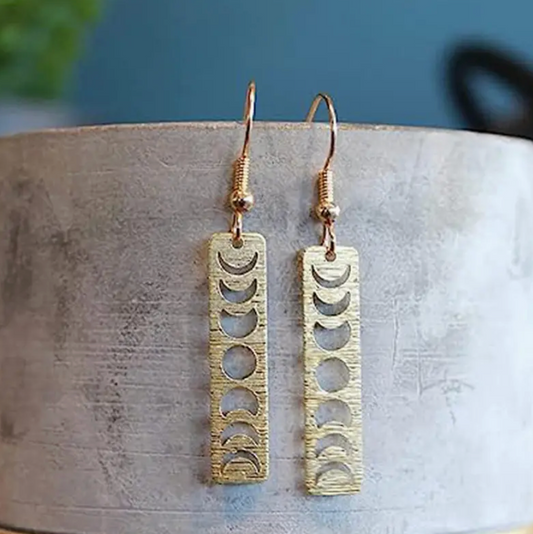 Vintage gothic moon phase drop earrings featuring lunar phase design in antique silver, hypoallergenic alloy jewelry for women