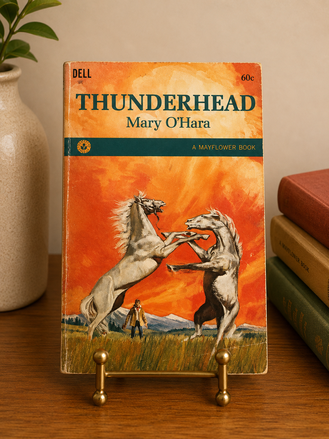 Vintage 1967 first Dell printing of Thunderhead by Mary O'Hara featuring dramatic horse-themed cover artwork