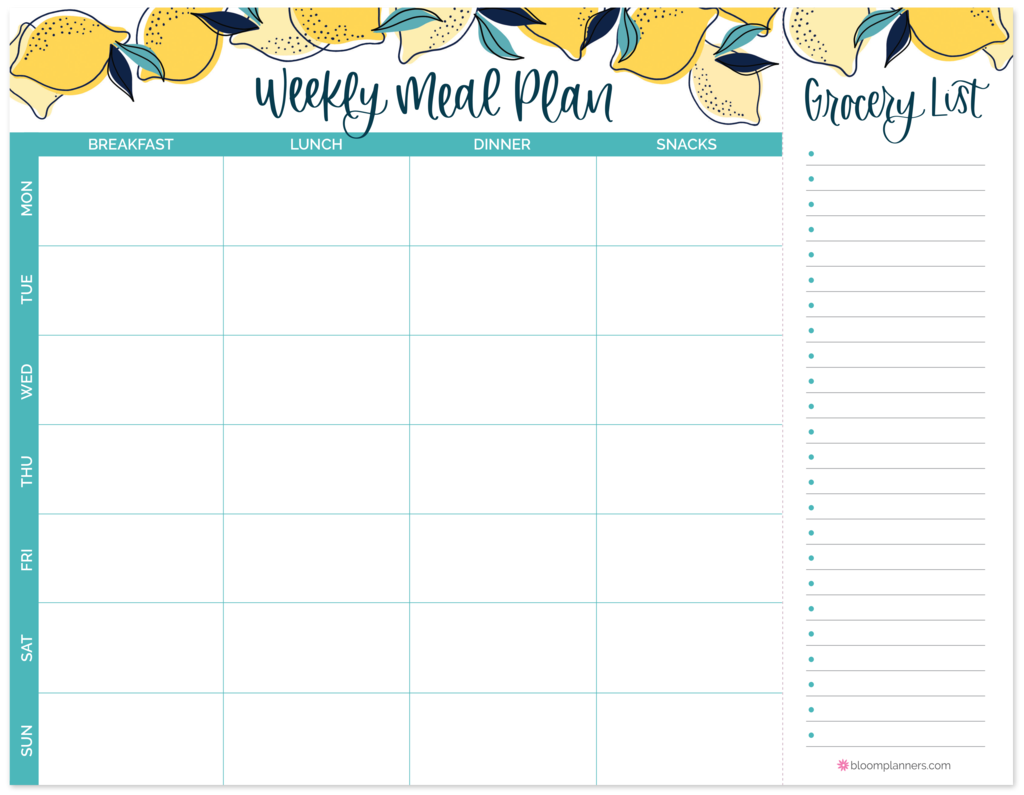 Meal Planner: Magnetic Notepad Organizer with Tear-Off Grocery List