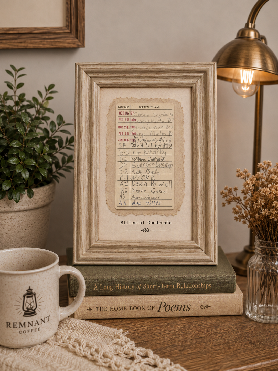 Vintage Library Card Framed Art