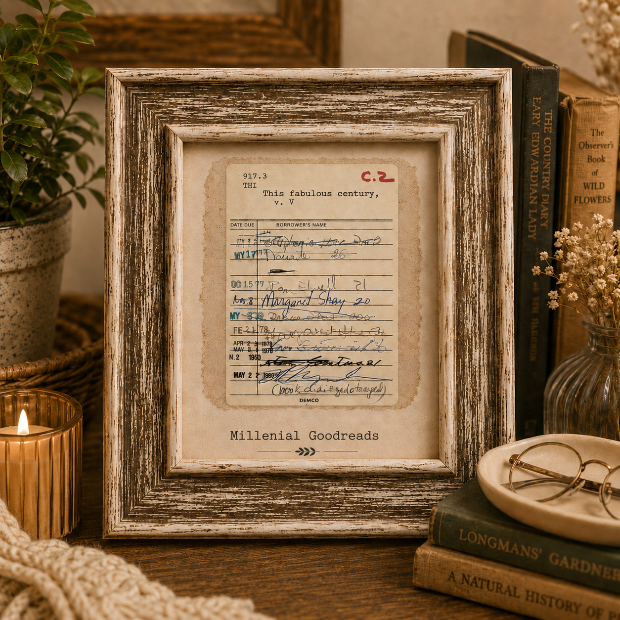 Vintage Library Card Framed Art