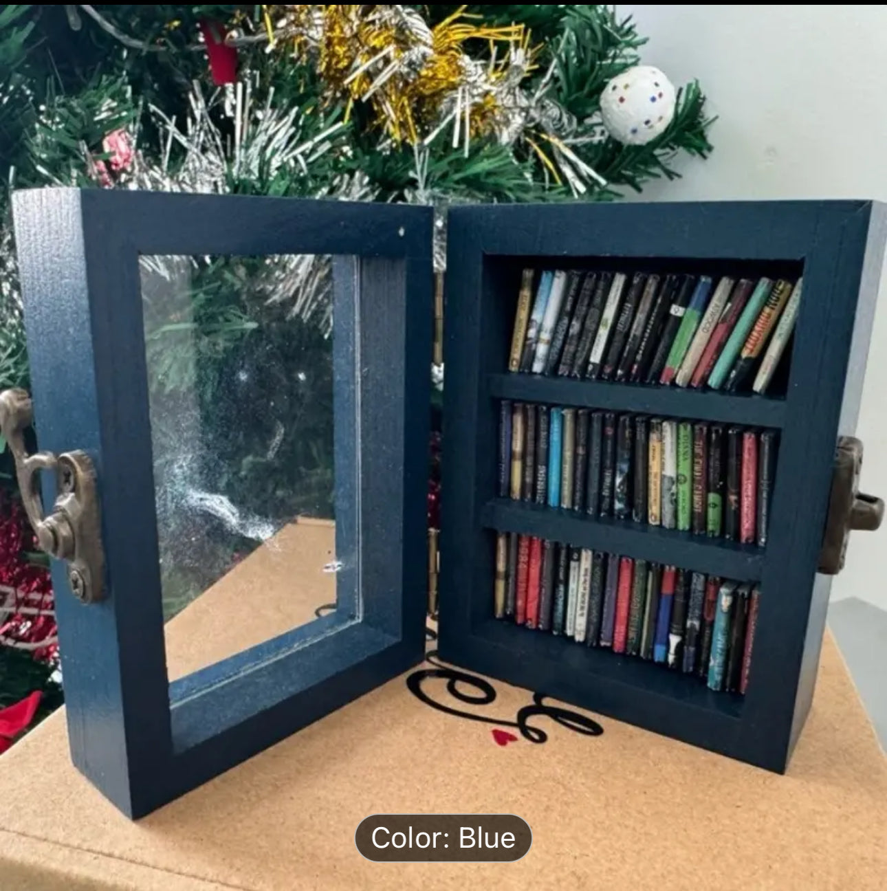 Mini Wooden Bookcase: Small Blue