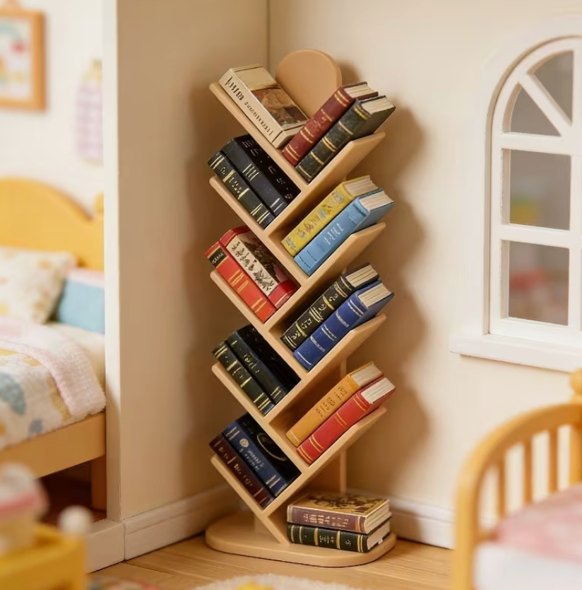 Mini Tree Bookshelf with 20 Miniature Books