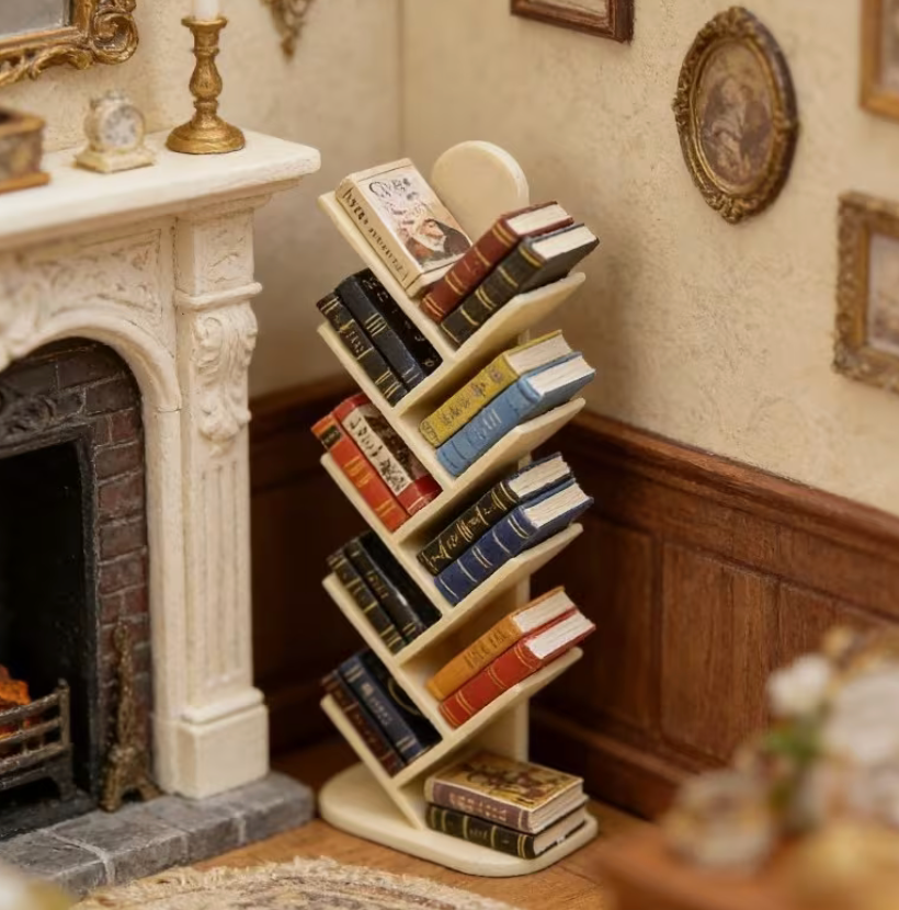 Mini Tree Bookshelf with 20 Miniature Books