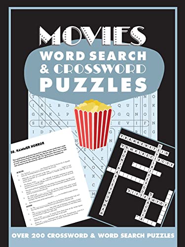 Cover of the Movies Word Search and Crossword Puzzles paperback from Thunder Bay Press, featuring film-themed activity designs.