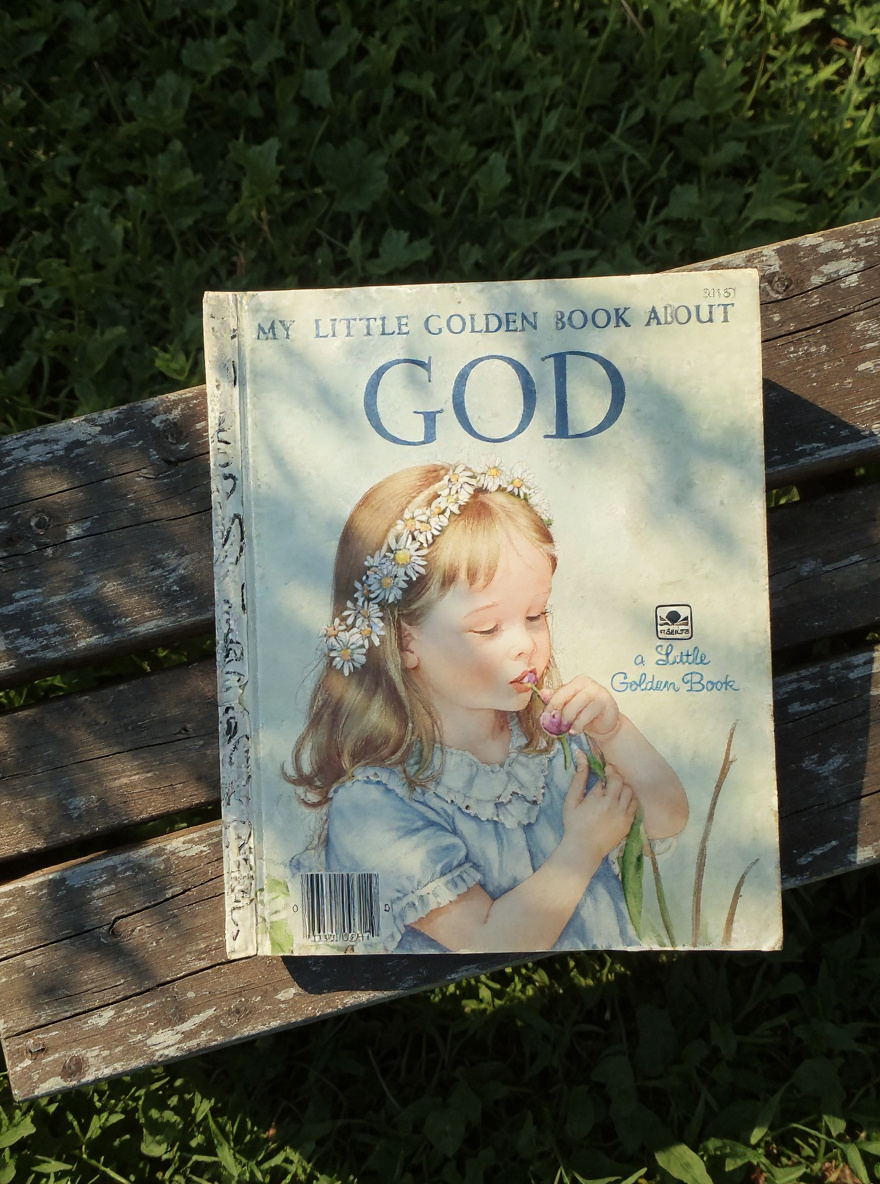 Front cover of My Little Golden Book About God children’s book shown on a neutral background, faith-centered picture book for preschoolers