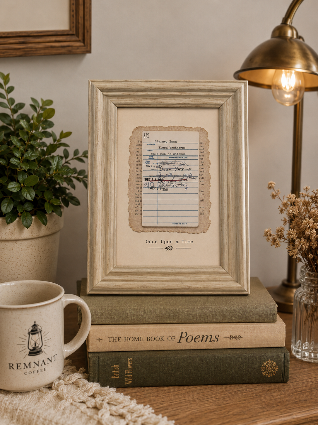 Vintage Library Card Framed Art