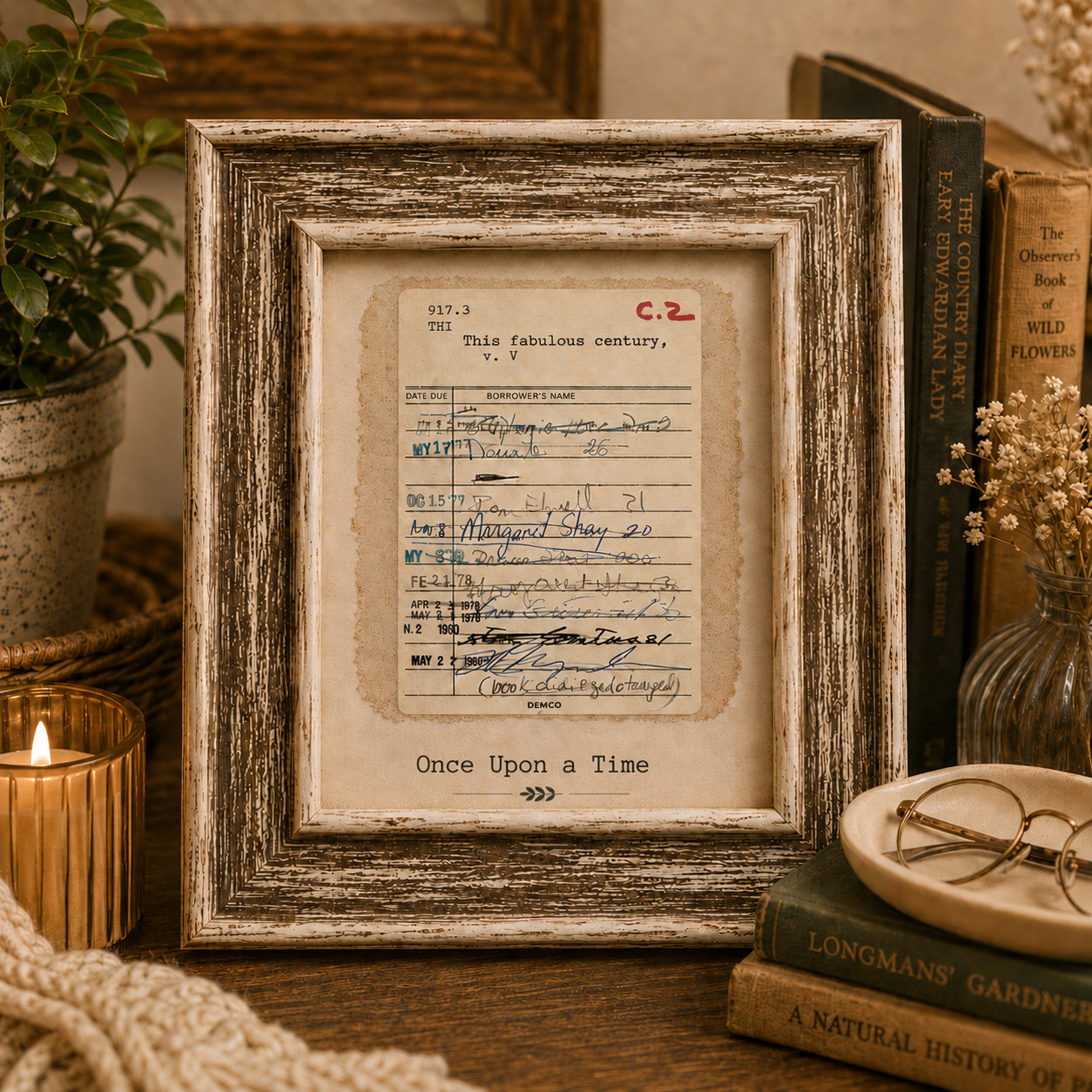Vintage Library Card Framed Art