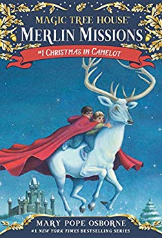 Front cover of Magic Tree House Merlin Missions Christmas in Camelot by Mary Pope Osborne on a simple background, children’s holiday fantasy adventure book