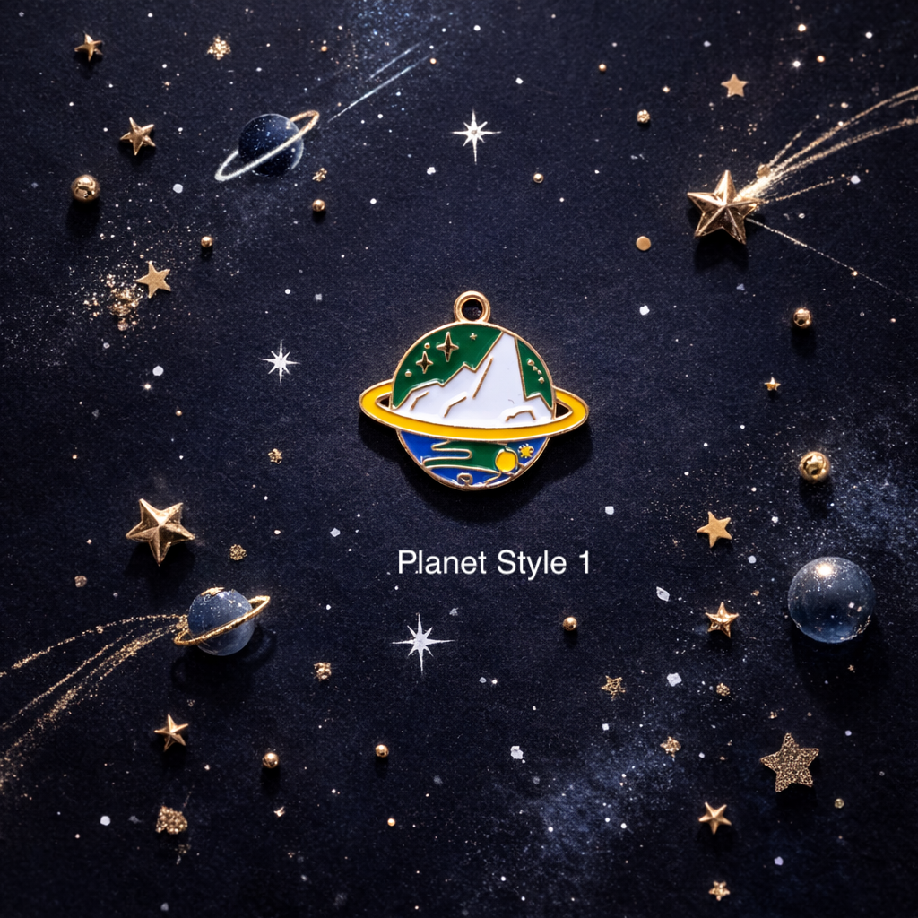 Planet-style pendant on a starry space background with 'Planet Style 1' text.