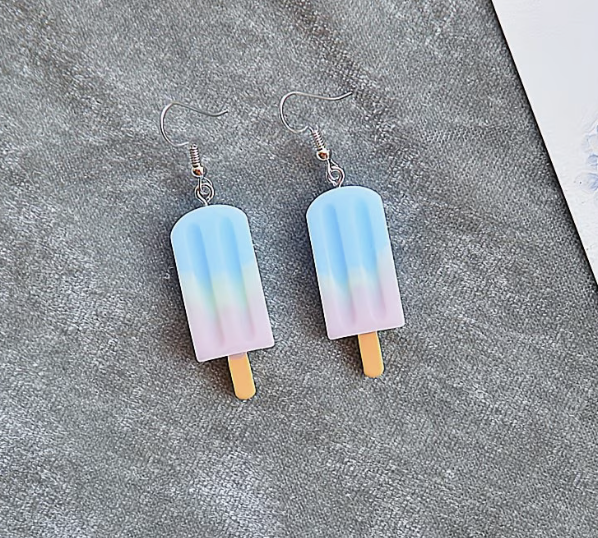 Blue gradient popsicle earrings with light pastel tones and dangle style