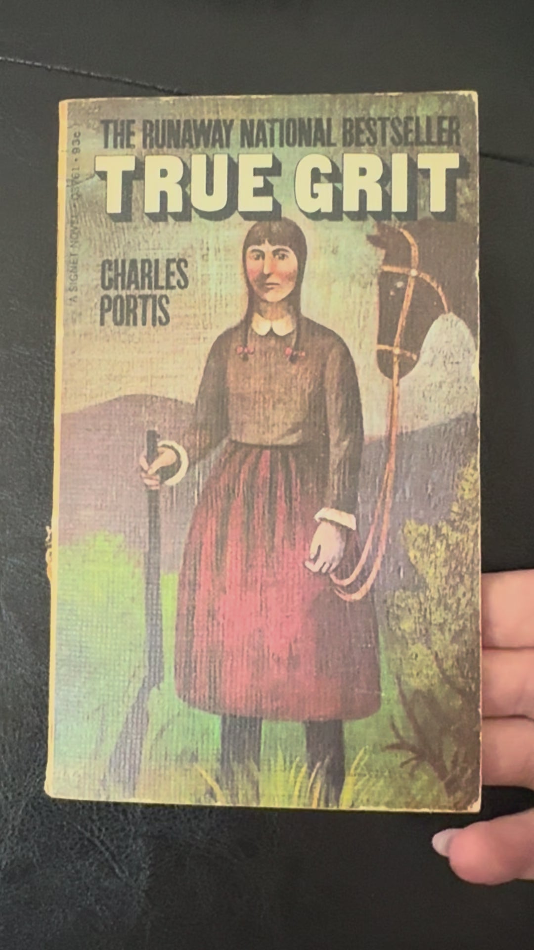 Vintage 1969 first Signet printing of True Grit by Charles Portis featuring original Western cover artwork