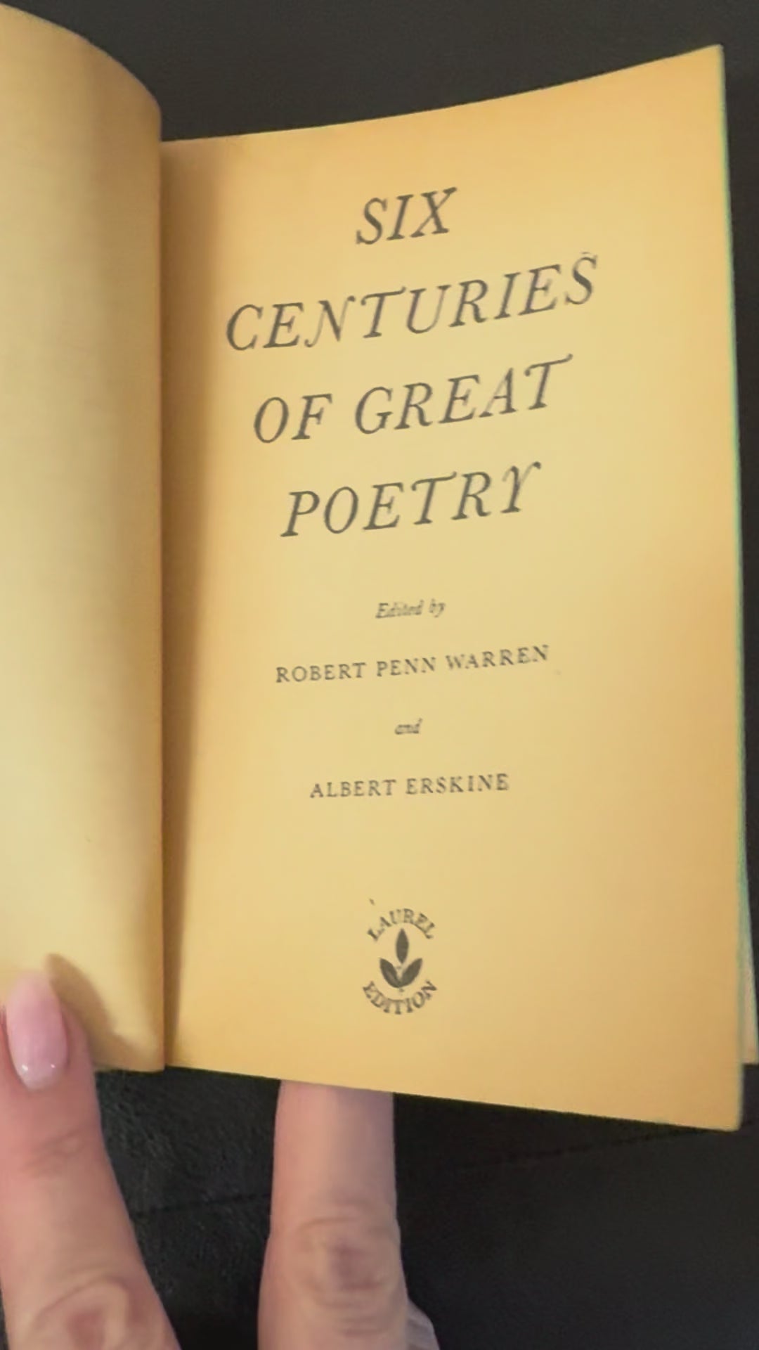 Vintage Dell Laurel Edition paperback of Six Centuries of Great Poetry edited by Robert Penn Warren and Albert Erskine