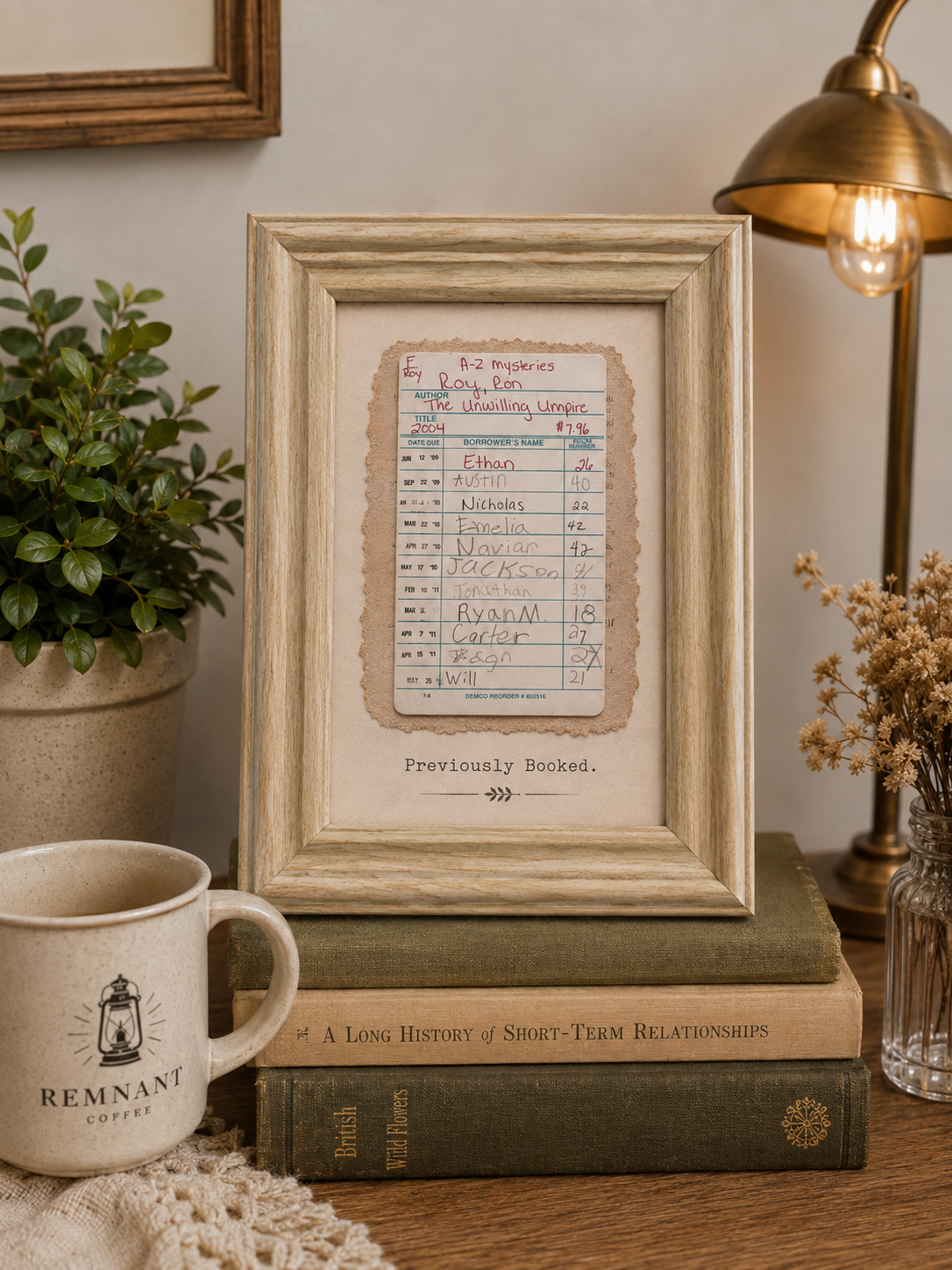 Vintage Library Card Framed Art