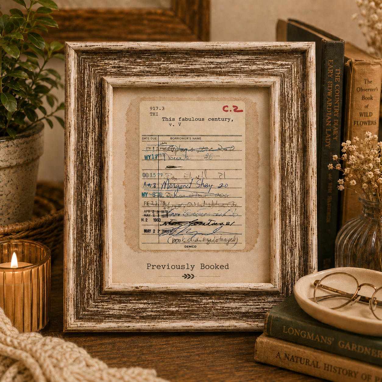 Vintage Library Card Framed Art