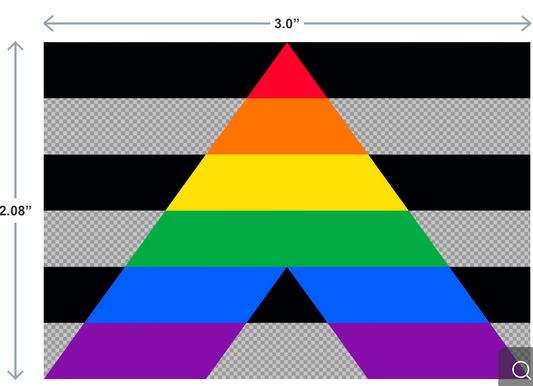 3" UV-DTF sticker of the Pride Ally flag in vibrant colors on a waterproof vinyl background