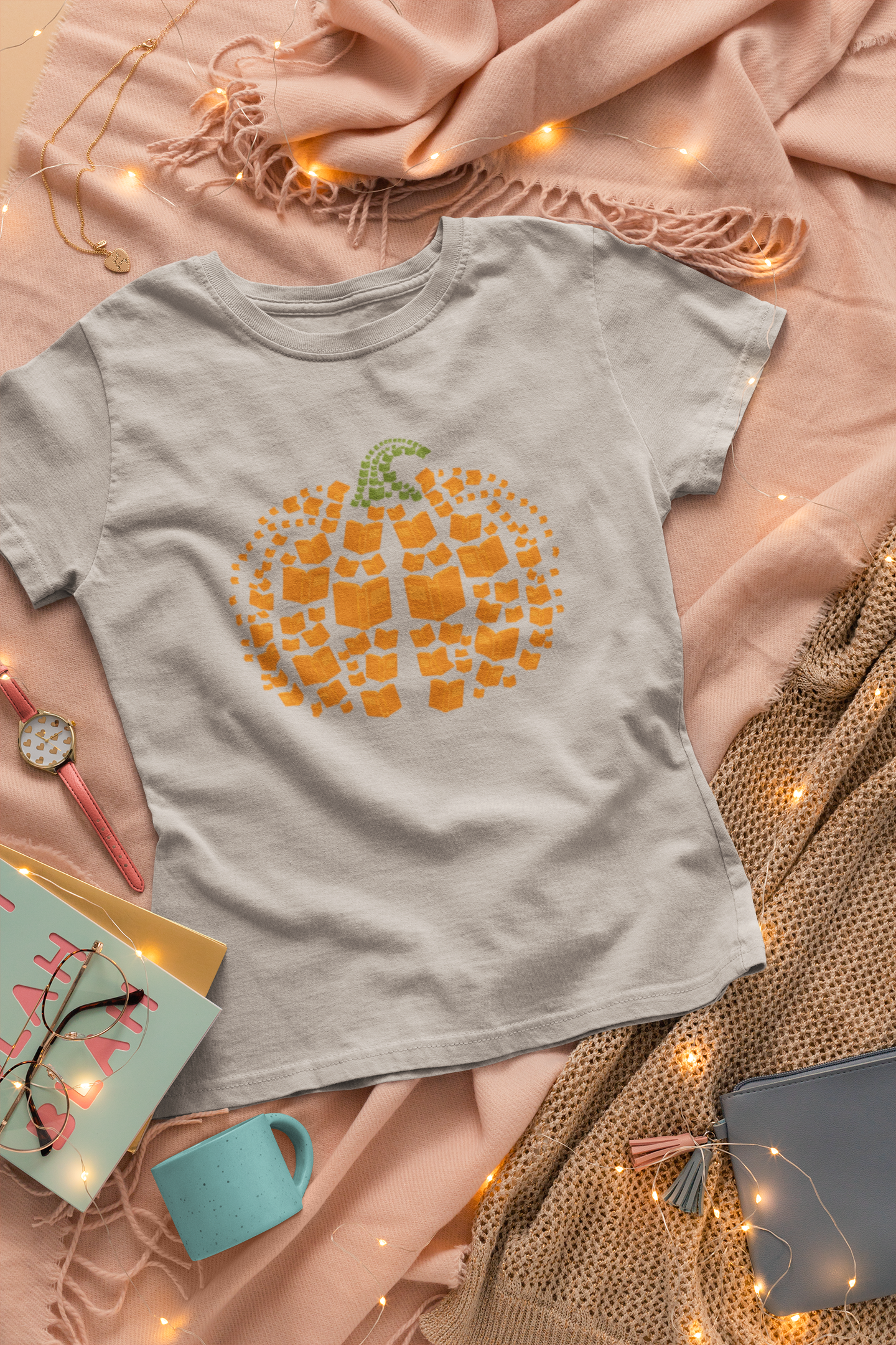 Short-Sleeve T-Shirt: Pumpkin Pages, Fall Into Reading