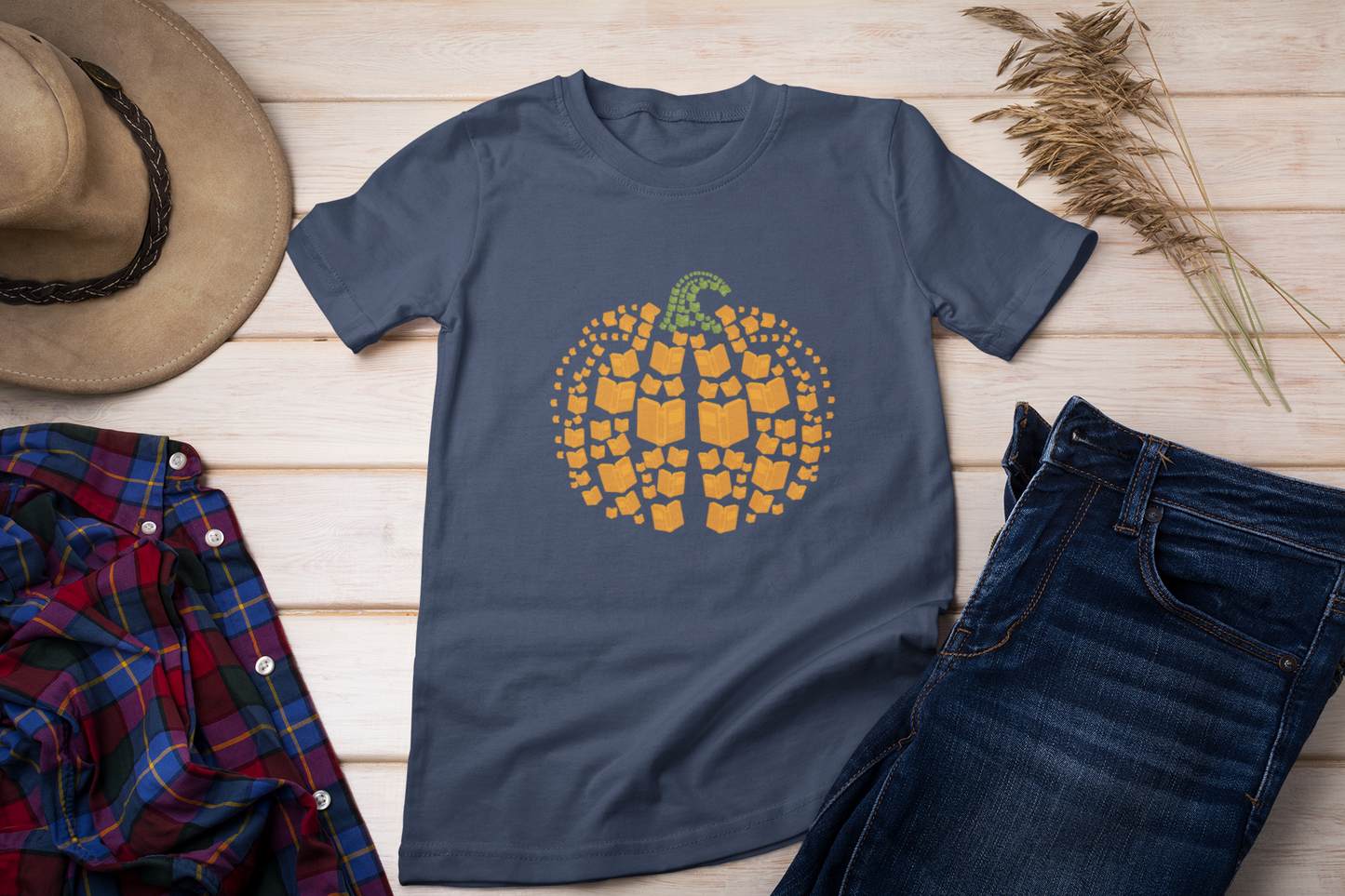 Short-Sleeve T-Shirt: Pumpkin Pages, Fall Into Reading