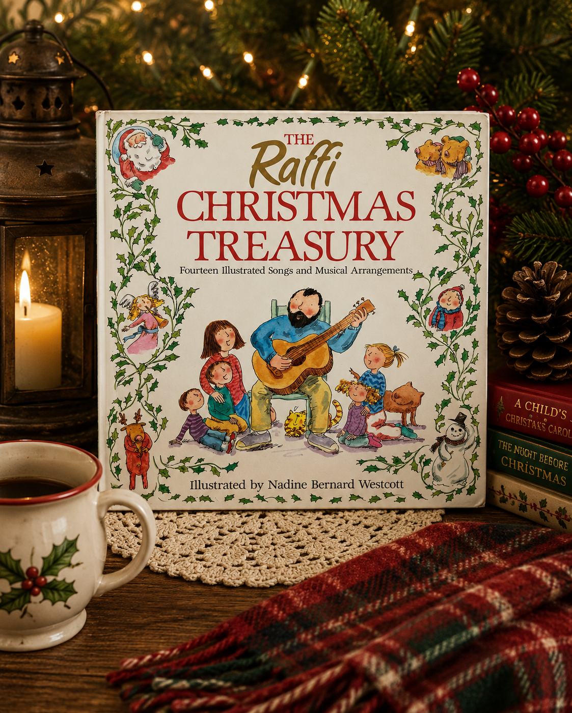 ront cover of The Raffi Christmas Treasury first edition hardcover with dust jacket.