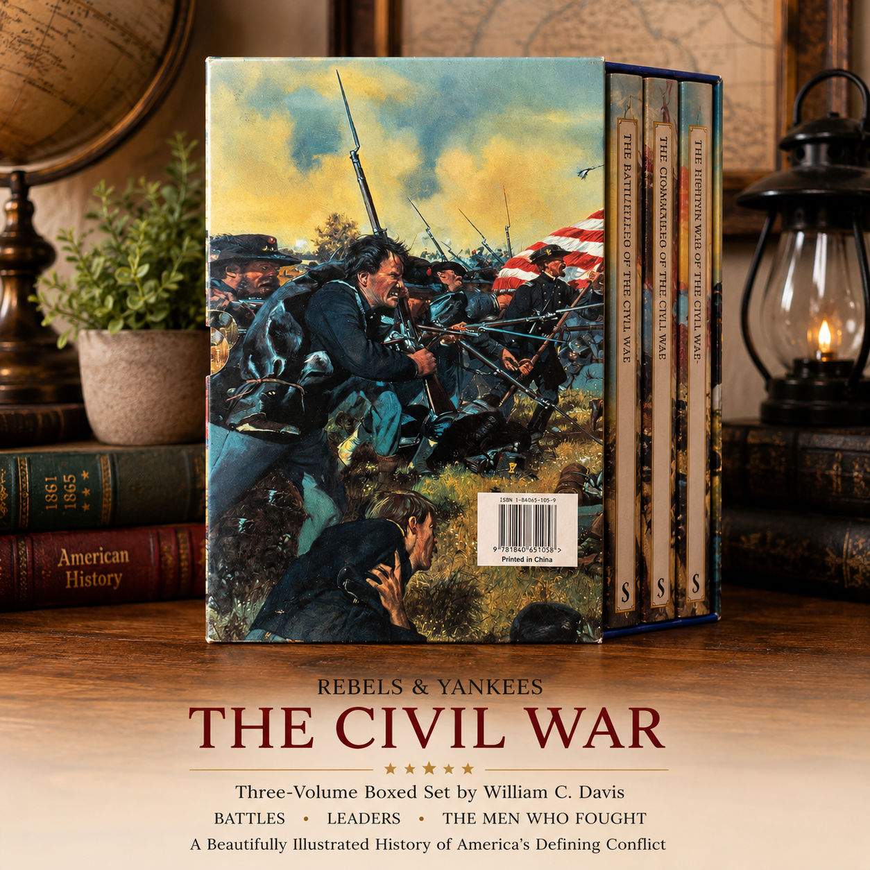 Back of the Rebels & Yankees The Civil War boxed set slipcase.