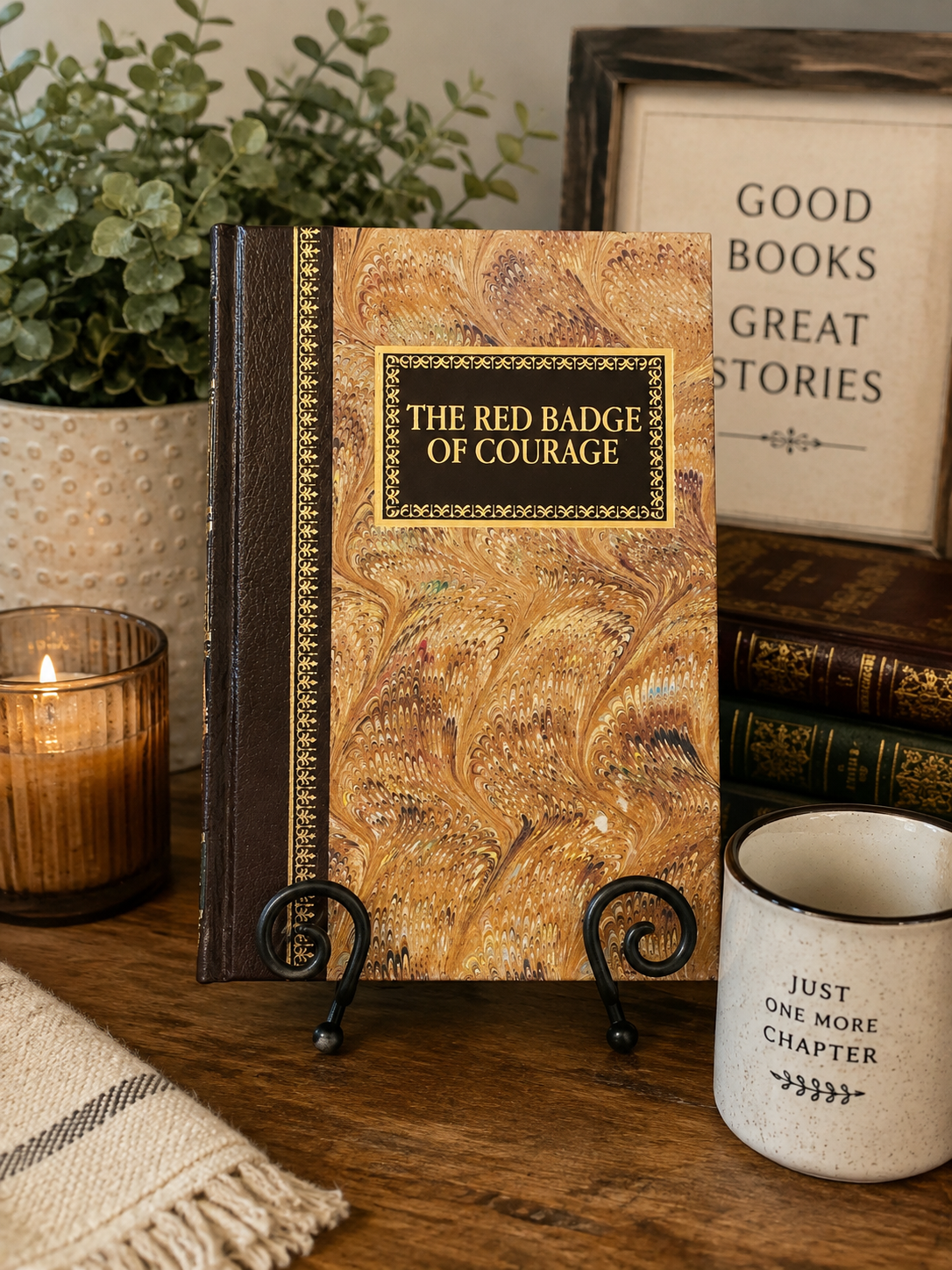 The Red Badge of Courage by Stephen Crane, 1984 Chatham River Press Classics hardcover with marbled boards and gilt detailing.