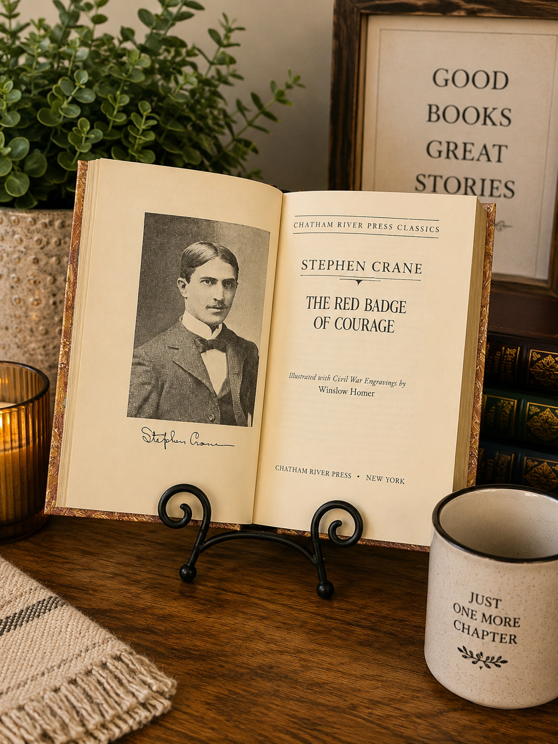 Title page of The Red Badge of Courage by Stephen Crane, Chatham River Press Classics edition illustrated with Civil War engravings by Winslow Homer.