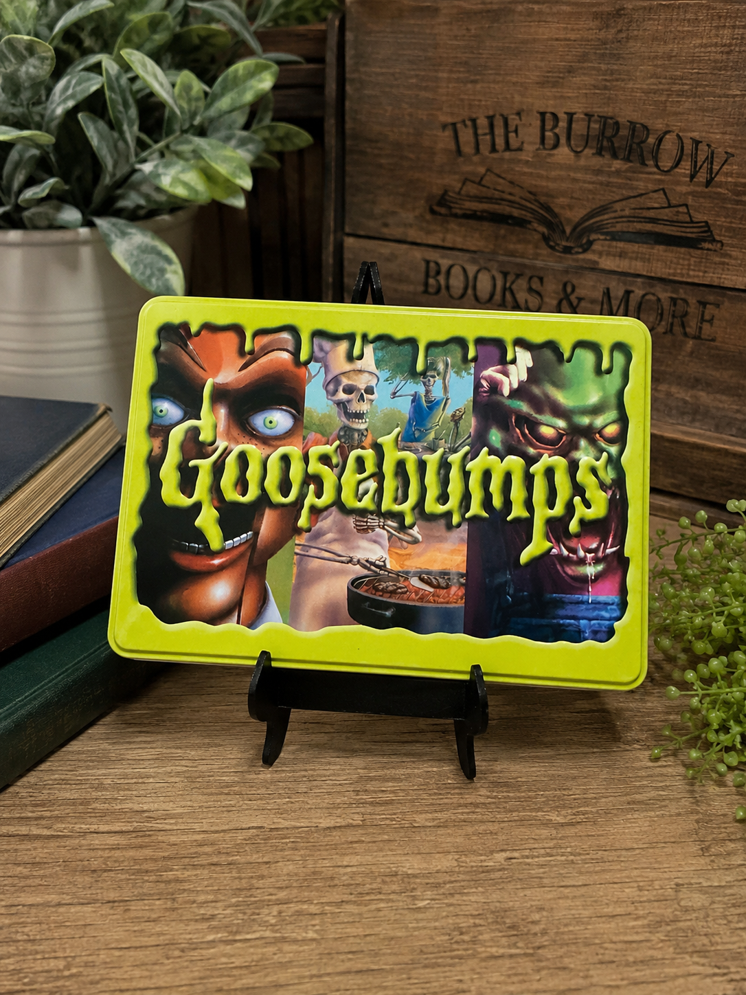 Goosebumps Tin Set of Books by R. L. Stine featuring a collectible tin filled with classic Goosebumps stories.