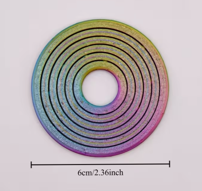 Flat circular 3D printed fidget spinner showing compact 2.36 inch diameter size measurement.