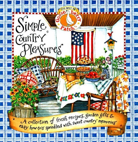 Cover of Simple Country Pleasures by Jo Ann Martin and Vickie Hutchins, a country living cookbook featuring homestyle recipes, farmhouse decorating ideas, seasonal inspiration, crafts, entertaining tips, and cozy country lifestyle ideas.