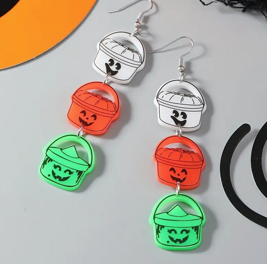 Halloween Happy Meal Bucket Earrings
