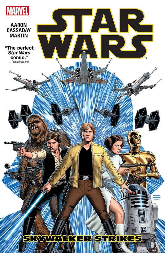 Cover of Star Wars Vol. 1: Skywalker Strikes by Jason Aaron, graphic novel featuring Luke Skywalker and the Rebel Alliance.