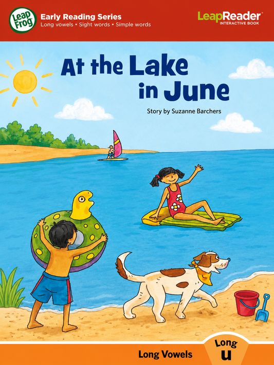 cover of At the Lake in June by Suzanne Barchers, children’s summer picture book about lake adventures and outdoor fun
