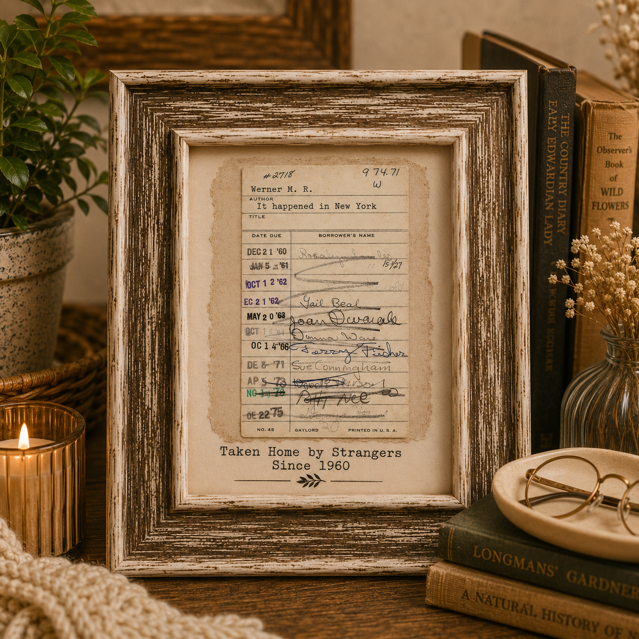 Vintage Library Card Framed Art