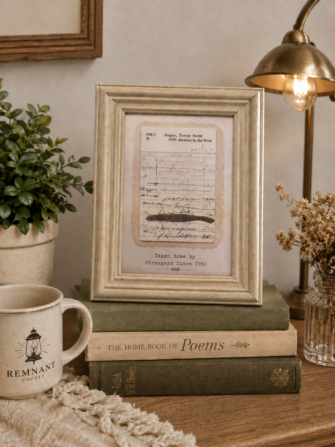Vintage Library Card Framed Art