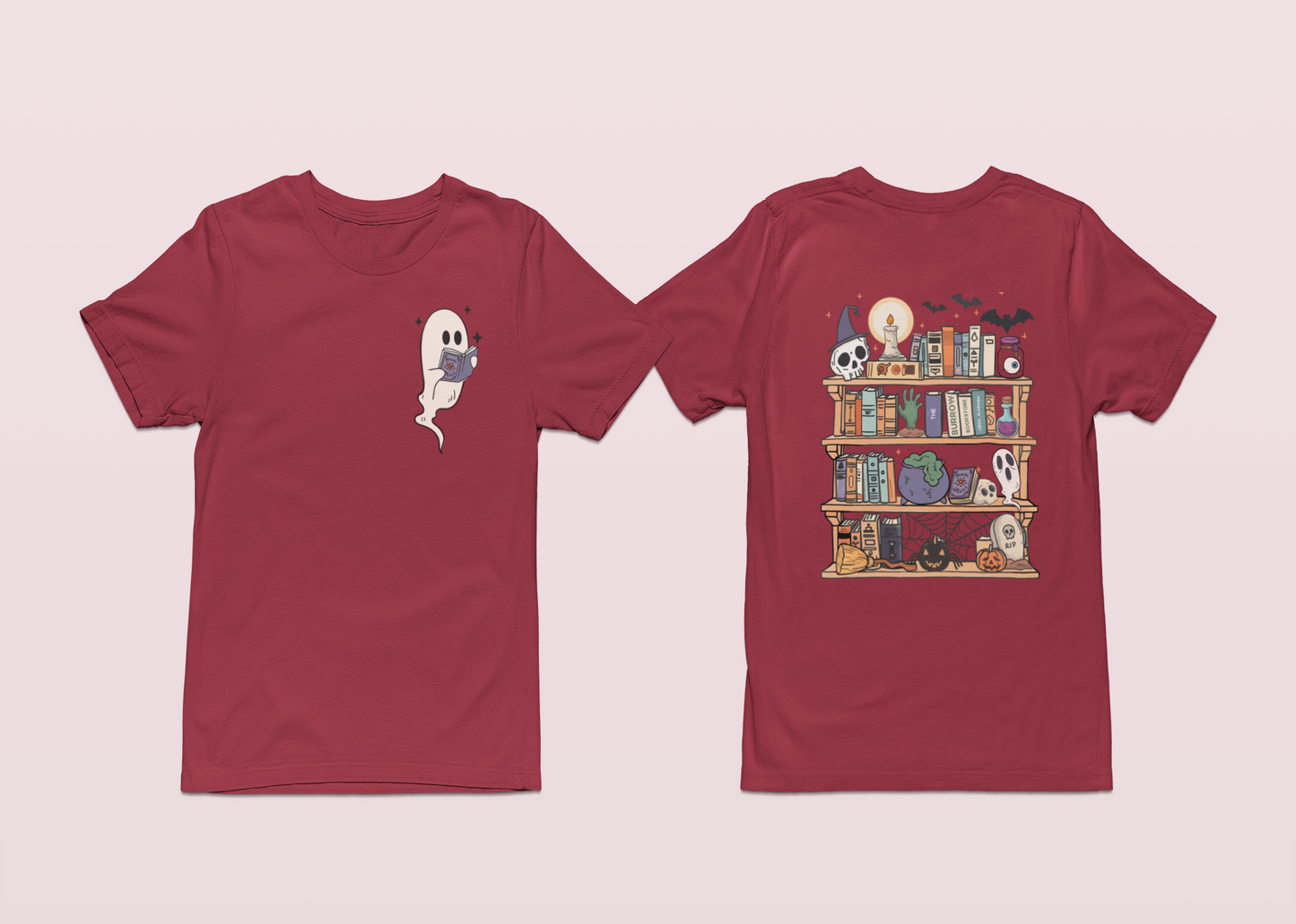 Short-Sleeve T-Shirt: Spooky Burrow Bookshelves