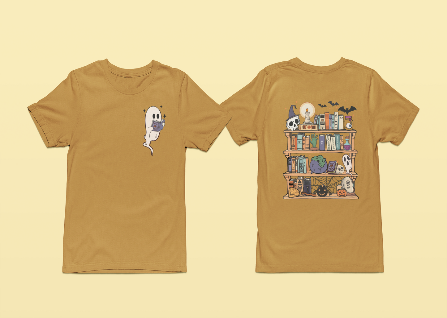 Short-Sleeve T-Shirt: Spooky Burrow Bookshelves