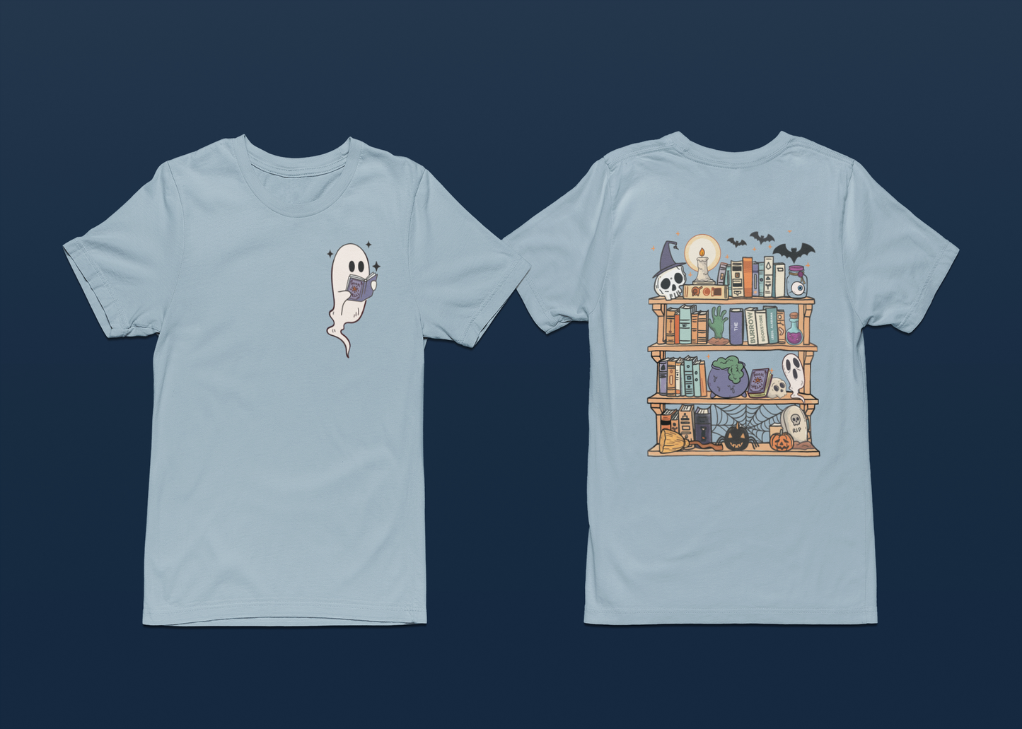 Short-Sleeve T-Shirt: Spooky Burrow Bookshelves